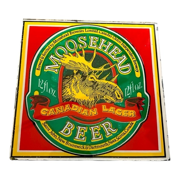Vintage Moosehead Canadian Lager Beer Glass Carnival Sign 6” - Picture 1 of 9